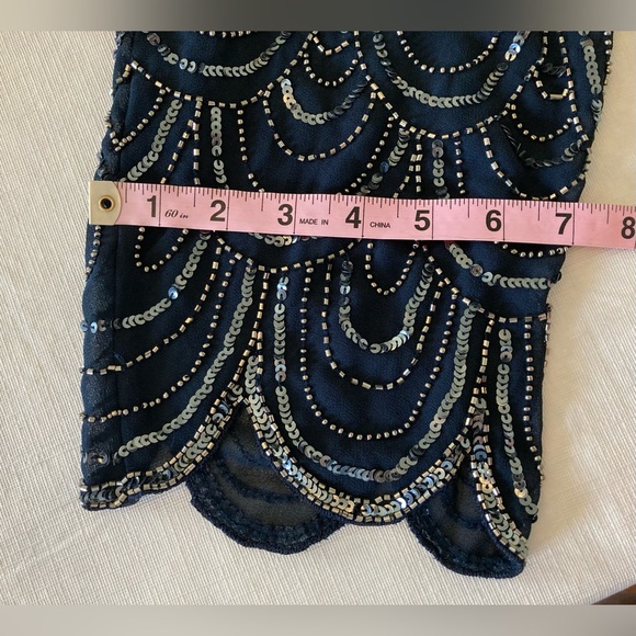 J Kara 3/4 Sleeve Scallop Beaded Pop Over Gown Navy Blue Size 20W - Picture 14 of 15